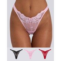 Boux Avenue 3 Pack Fran Lace Thongs Black Mix