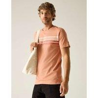 Regatta Rendro Pure Cotton Striped T-Shirt Pink