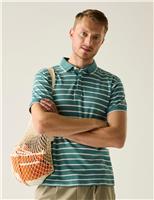 Regatta Tiver Pure Cotton Striped Polo Shirt Green