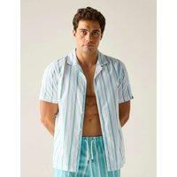 Regatta Hadlin Pure Cotton Short Sleeve Shirt Blue