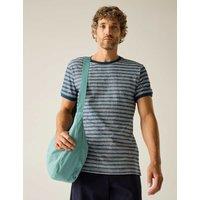 Regatta Benlin Pure Cotton Striped T-Shirt Blue