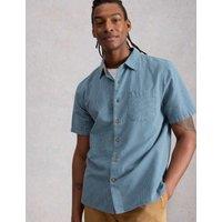 White Stuff Regular Fit Pure Cotton Tile Pattern Shirt Blue