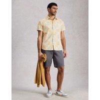 White Stuff Regular Fit Pure Cotton Short Sleeve Shirt Yellow Mix
