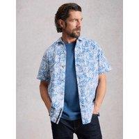 White Stuff Pure Cotton Leaf Print Shirt White Mix