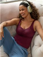 Pour Moi Scoop Neck Ruched Hidden Support Non Wired Vest Top Burgundy