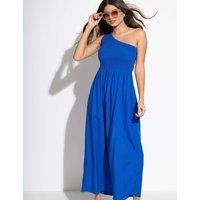 Pour Moi One Shoulder Shirred Maxi Dress Bright Blue