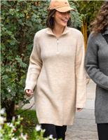 Cosy Ribbed Half-Zip Mini Knitted Dress