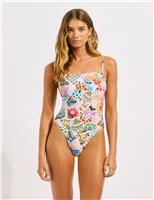 BeachBohme Printed Square Neck Swimsuit