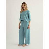 Seasalt Cornwall Cotton Rich Striped Pyjama Set Teal Mix