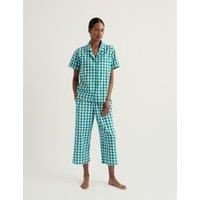 Seasalt Cornwall Pure Cotton Checked Pyjama Set Teal Mix