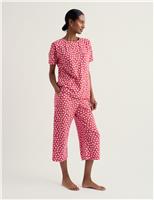 Seasalt Cornwall Cotton Rich Floral Cropped Pyjama Set Pink Mix