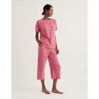 Seasalt Cornwall Cotton Rich Floral Cropped Pyjama Set Pink Mix