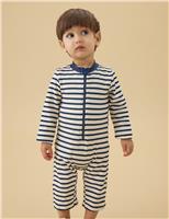Striped All In One Swimsuit (0-18 Mths)