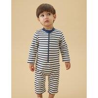 MORI Striped All In One Swimsuit (0-18 Mths) Navy Mix