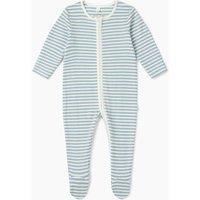 MORI Striped Ribbed Sleepsuit with Cotton Blue Mix