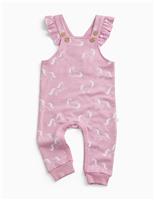 Cotton Blend Unicorn Frill Dungarees (3-3 Yrs)