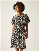 Elona Pure Cotton Floral V-Neck Midi Dress