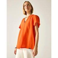 Regatta Selen Pure Cotton V-Neck Popover Blouse Orange