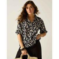 Regatta Nofino Cotton Rich Broderie Floral Blouse Beige