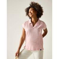 Regatta Lorana Pure Cotton Striped Collared Top Pink Mix