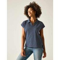 Regatta Lorana Pure Cotton Striped Collared Top Navy Mix