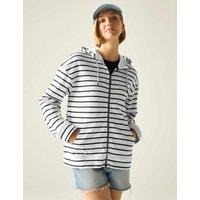 Regatta Bayletta Cotton Rich Striped Zip Up Hoodie White Mix