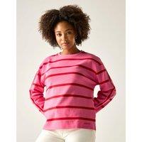 Regatta Avira Cotton Rich Striped Sweatshirt Red Mix
