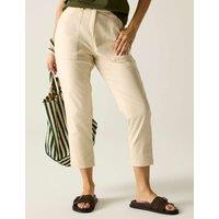 Regatta Shorebella Cotton Blend Straight Leg Cropped Trousers Cream