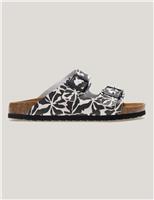 Mia Floral Buckle Flat Footbed Sliders
