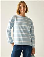 Regatta Avira Cotton Rich Striped Sweatshirt Green Mix