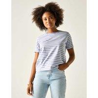 Regatta Bayletta Cotton Rich Striped T-Shirt Purple Mix