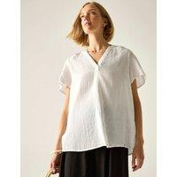 Regatta Selen Pure Cotton V-Neck Popover Blouse White