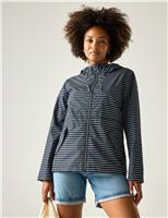 Regatta Bayletta Waterproof Lightweight Striped Jacket Navy Mix