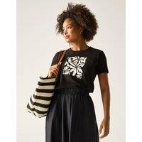 Regatta Filandra IX Pure Cotton Printed T-Shirt Black Mix