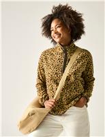 Regatta Frankie Leopard Print Half Zip Fleece Jacket Brown Mix