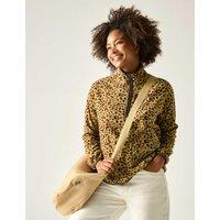 Regatta Frankie Leopard Print Half Zip Fleece Jacket Brown Mix