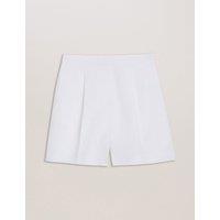 Ted Baker Cotton Rich High Waisted Tailored Pleated Shorts White