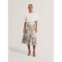 Ted Baker Printed Diagonal Seam Midi Slip Skirt Pink