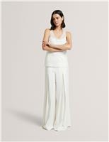 Pleat Front Wide Leg Trousers