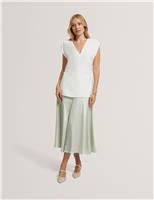 Diagonal Seam Midi Slip Skirt