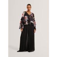 Ted Baker Sheer Pleated Wide Leg Trousers Black