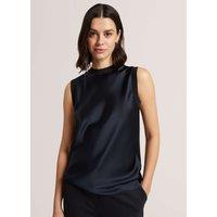 Ted Baker Satin Crew Neck Rib Detail Vest Top Navy