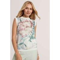 Ted Baker Cotton Blend Floral Woven Front Vest Top Pink