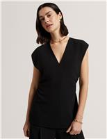Ted Baker Ruched V-Neck Top Black