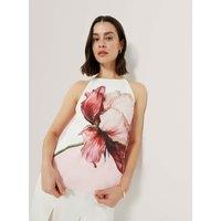 Ted Baker Floral Halter Neck Keyhole Top Pink