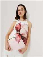 Floral Halter Neck Keyhole Top