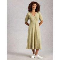 White Stuff Cotton Modal Blend Jersey Midi Tea Dress Green Mix