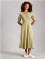 White Stuff Cotton Modal Blend Jersey Midi Tea Dress Green Mix