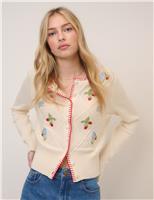 Pure Cotton Embroidered Button Front Cardigan