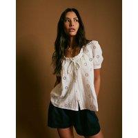 Nobody's Child Pure Cotton Broderie Blouse White